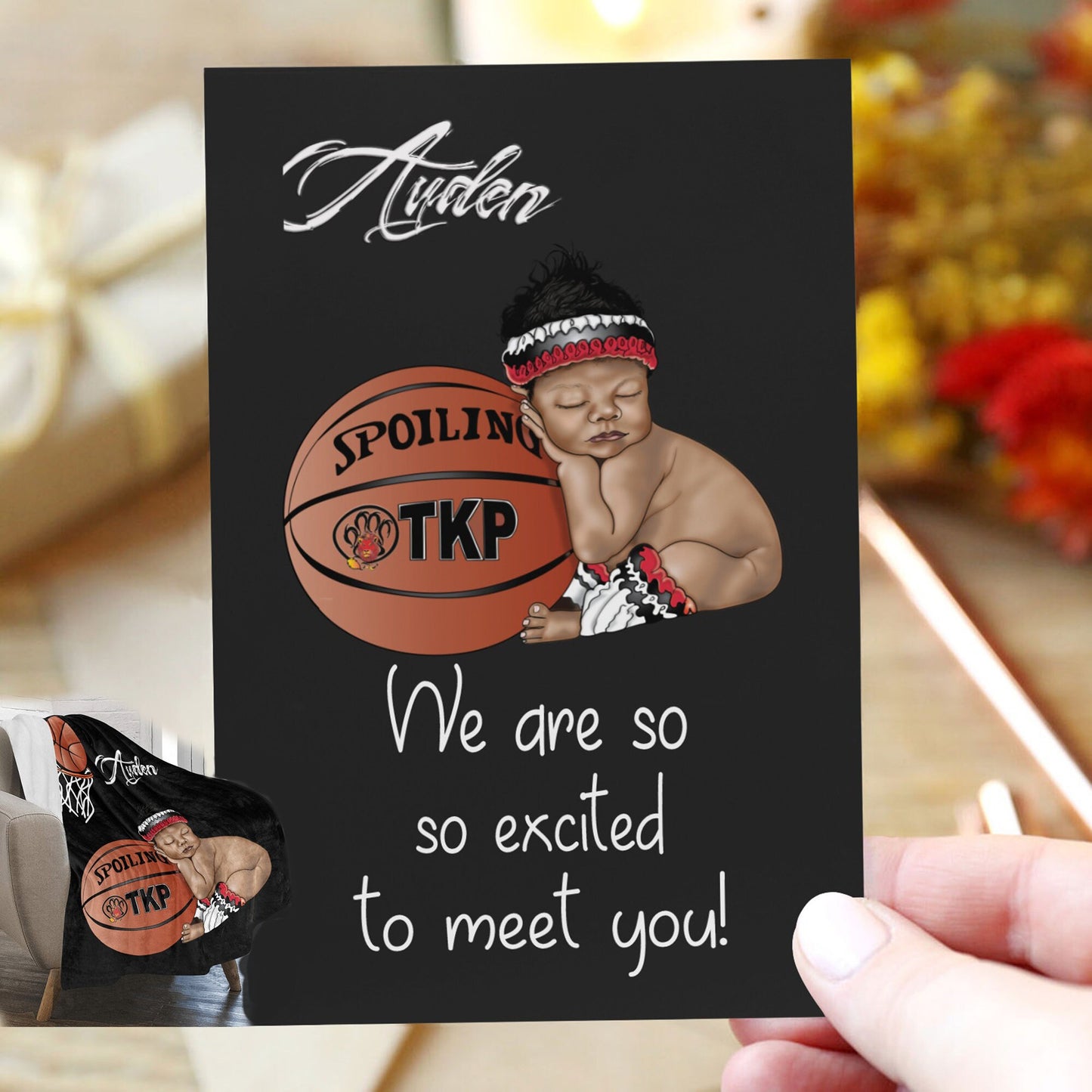 Personalized Sports Baby Boy Blanket/ fleece Blanket/ Custom Name Blanket/ Newborn Baby Boy/ Baby Shower Gift/ African American Baby Boy