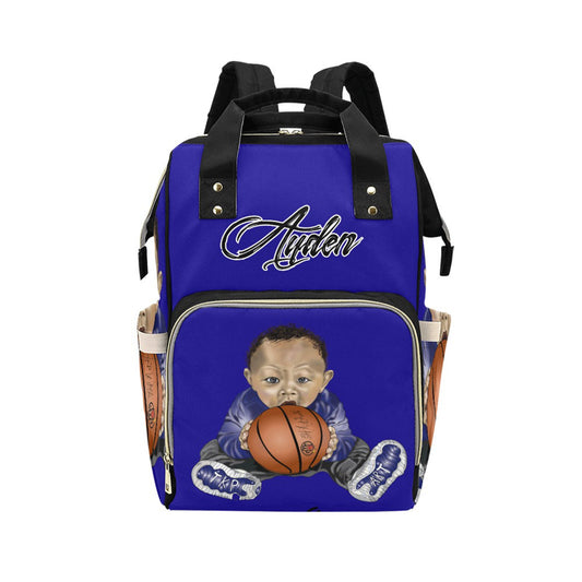 Personalized Sports Baby Bag/ Basketball Diaper Bag/ African American Baby Boy Backpack/ Clothing Bottles Bag/ Baby Shower Gift