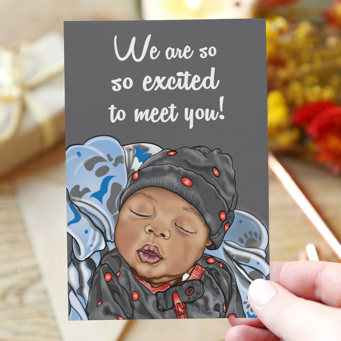 Add A Gift Card In Your Own Words To Match Your/ Blanket/ Hamper/ Diaper Bag/ Great Baby Shower Gift