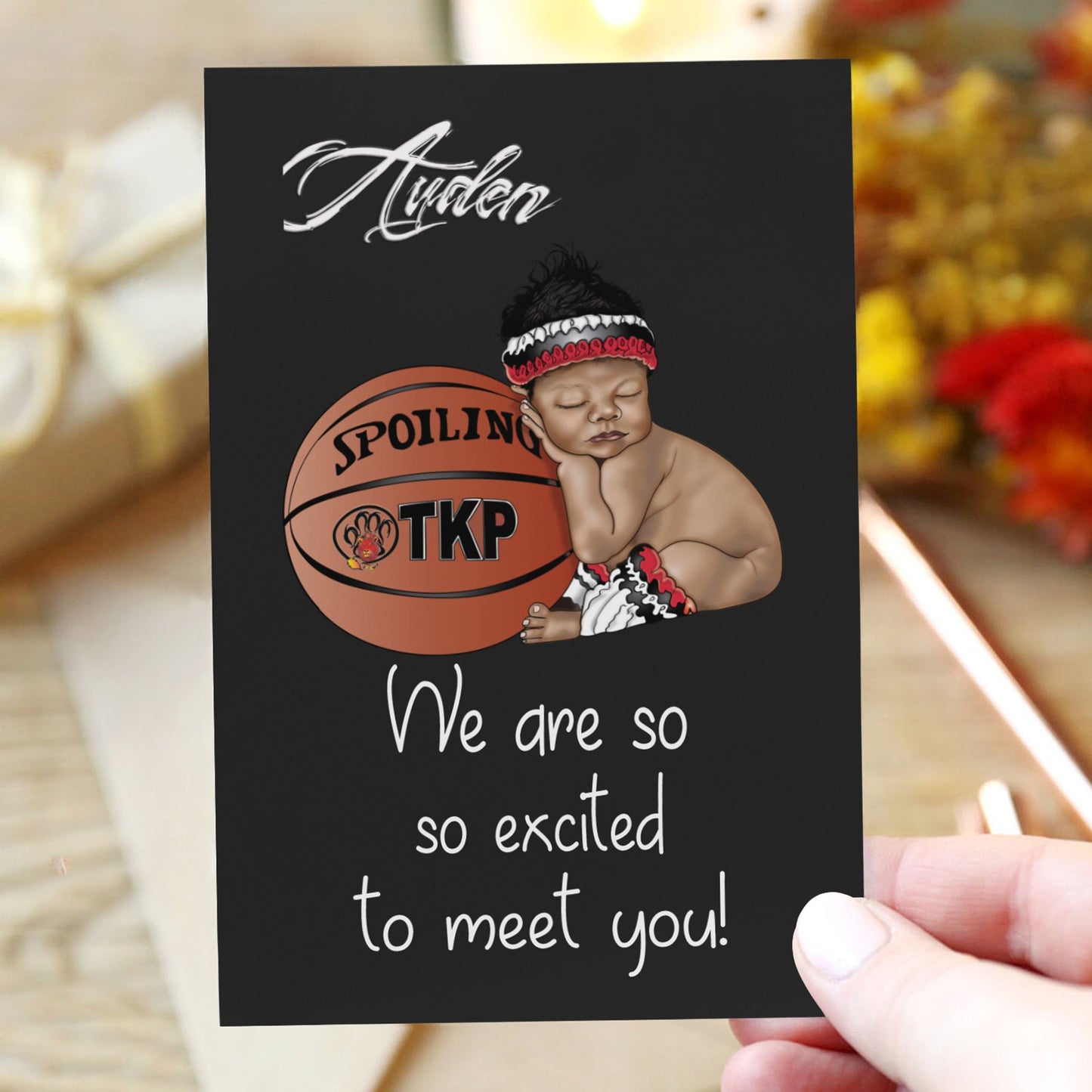 Add A Gift Card In Your Own Words To Match Your/ Blanket/ Hamper/ Diaper Bag/ Great Baby Shower Gift