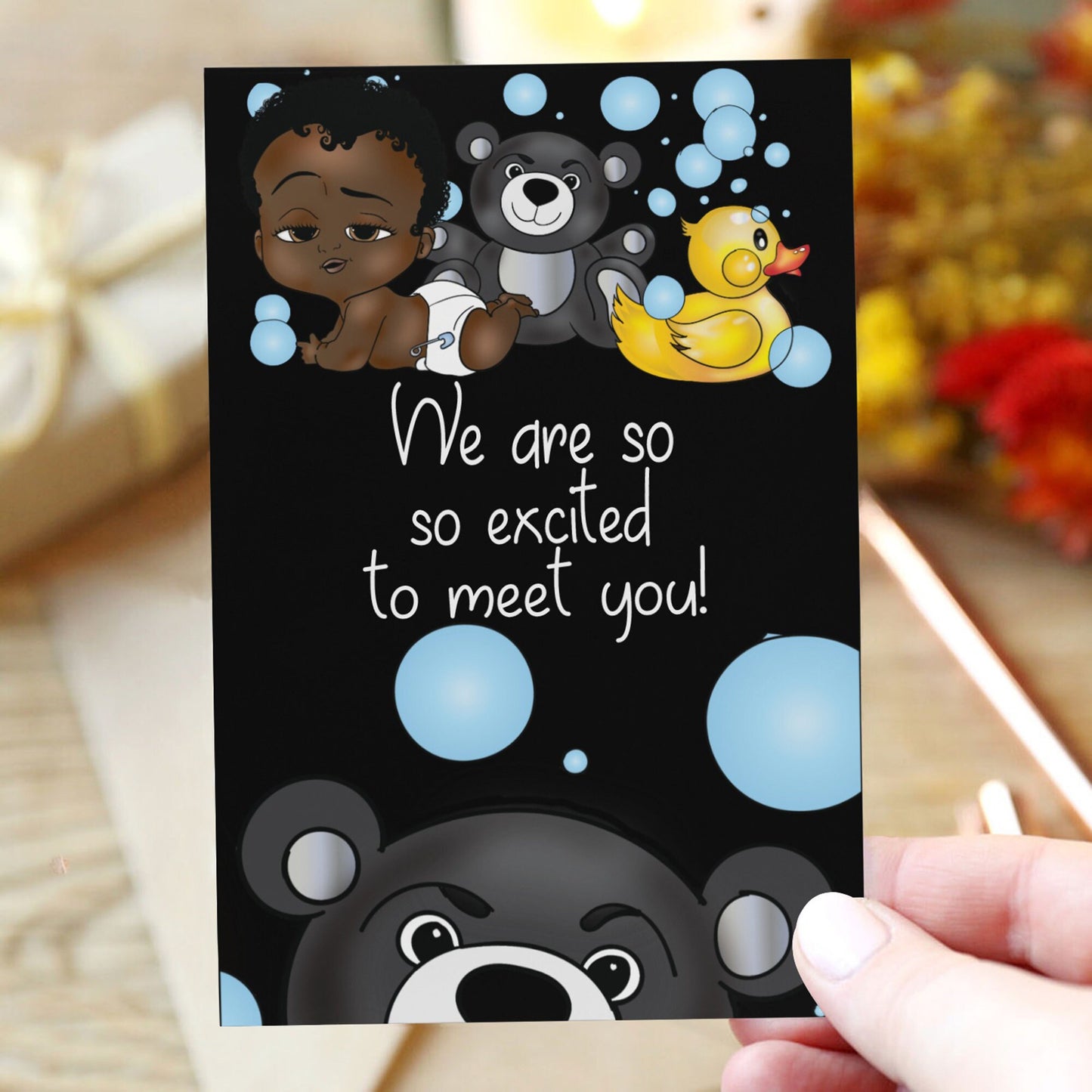 Add A Gift Card In Your Own Words To Match Your/ Blanket/ Hamper/ Diaper Bag/ Great Baby Shower Gift