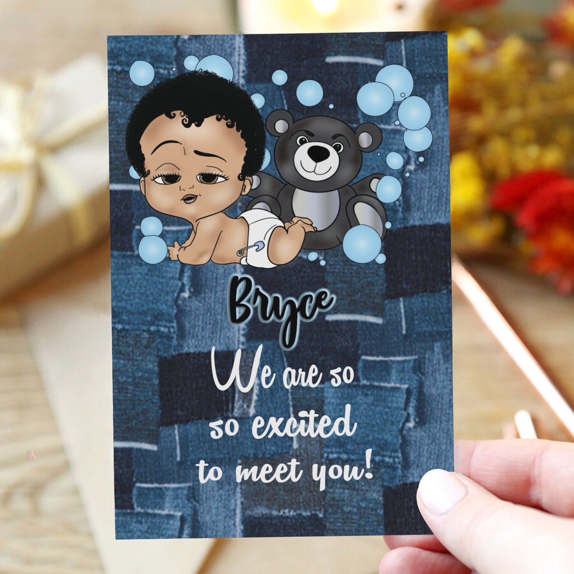 Add A Gift Card In Your Own Words To Match Your/ Blanket/ Hamper/ Diaper Bag/ Great Baby Shower Gift