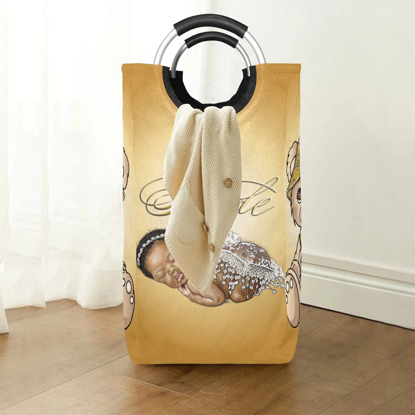 Personalized Baby Hamper/ Laundry Bag/ African American Baby Boy Laundry Basket/ Storage Basket/ Baby Shower Gift