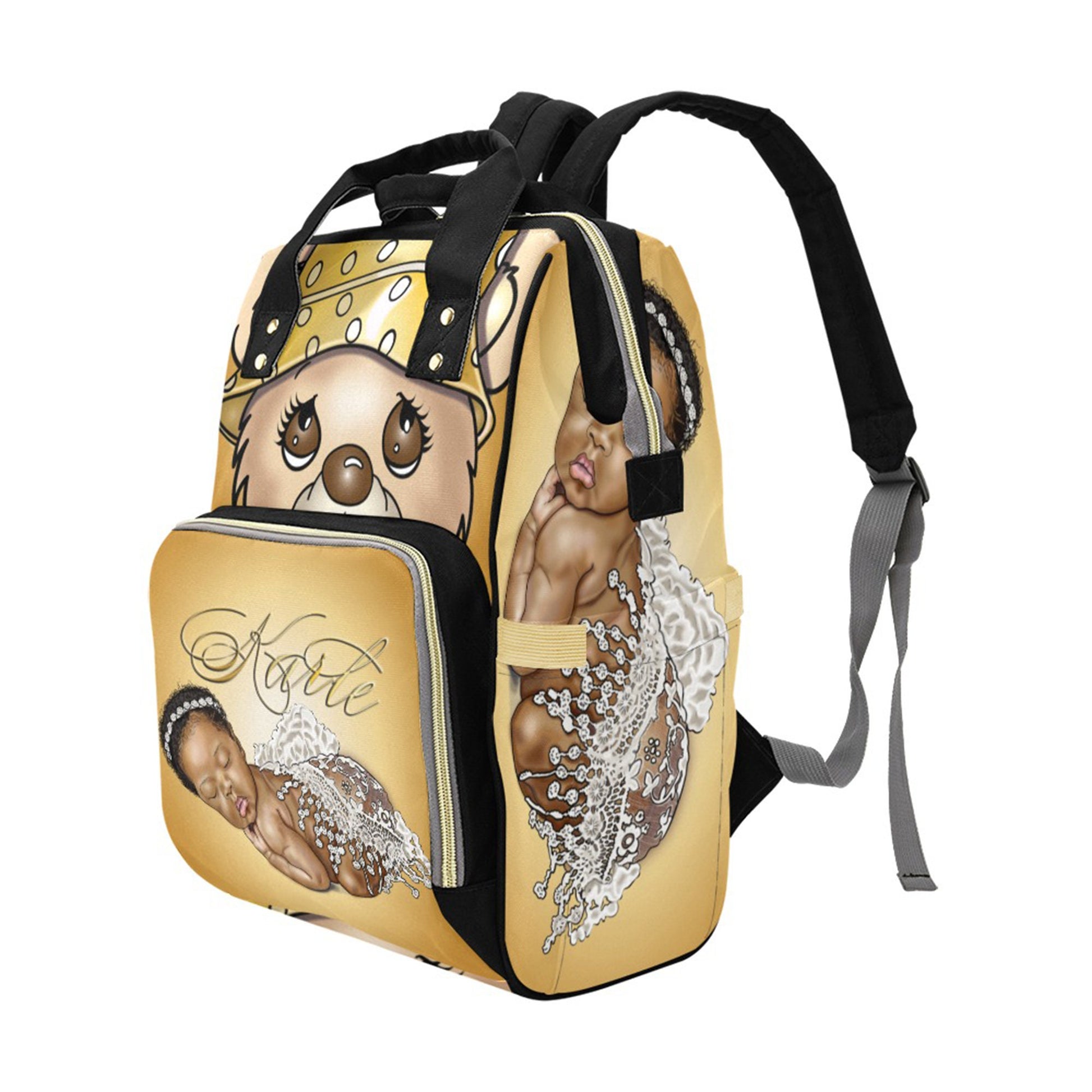 Afro Personalized Baby Bag/ Diaper Bag/ African American Baby Girl Backpack/ Clothing Bottles Bag/ Baby Shower Gift