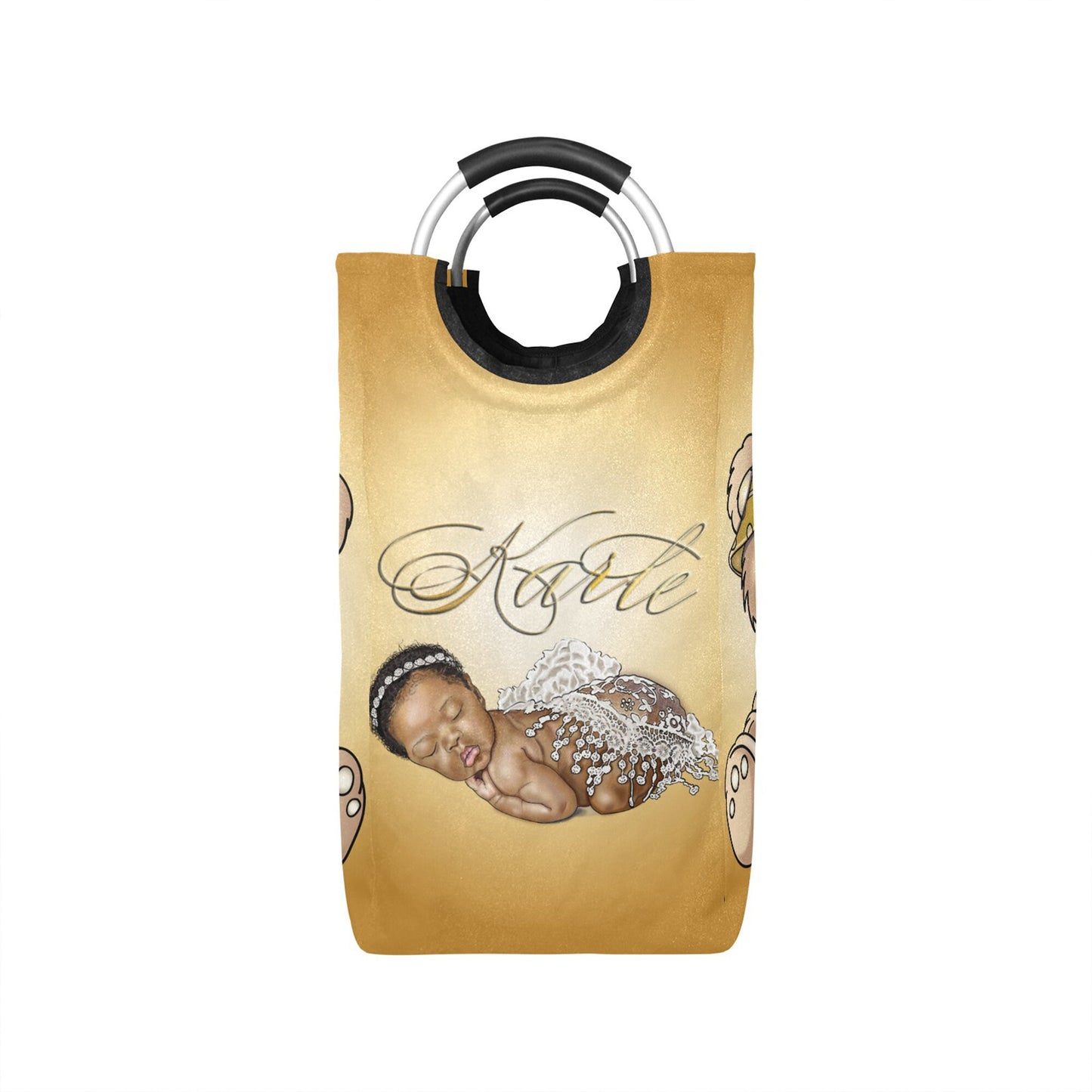 Personalized Baby Hamper/ Laundry Bag/ African American Baby Boy Laundry Basket/ Storage Basket/ Baby Shower Gift