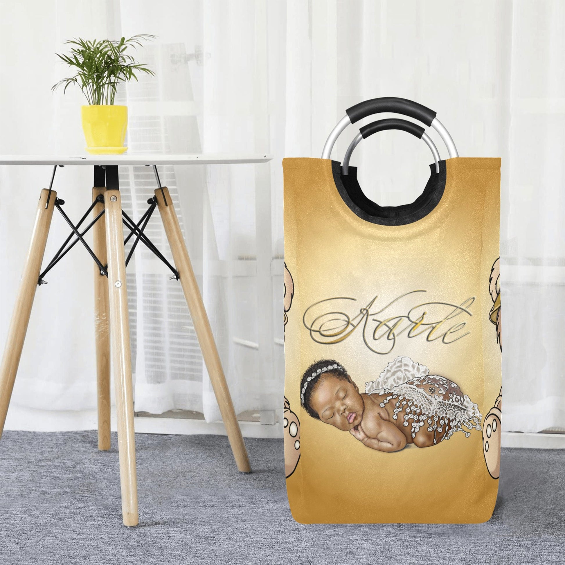 Personalized Baby Hamper/ Laundry Bag/ African American Baby Boy Laundry Basket/ Storage Basket/ Baby Shower Gift