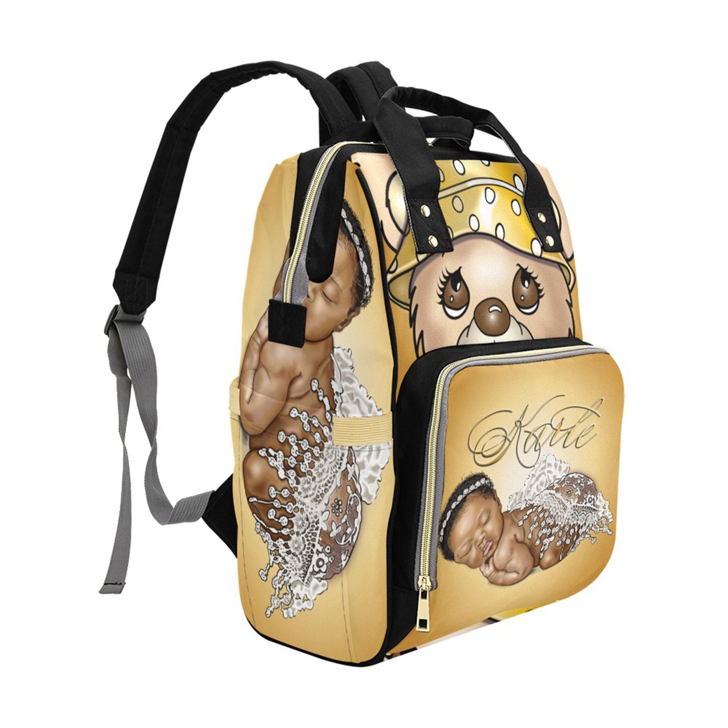 Afro Personalized Baby Bag/ Diaper Bag/ African American Baby Girl Backpack/ Clothing Bottles Bag/ Baby Shower Gift