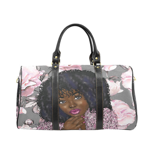 Personalized Black Girl Travel Bag, African American Duffle Bag, Weekend Travel Bag