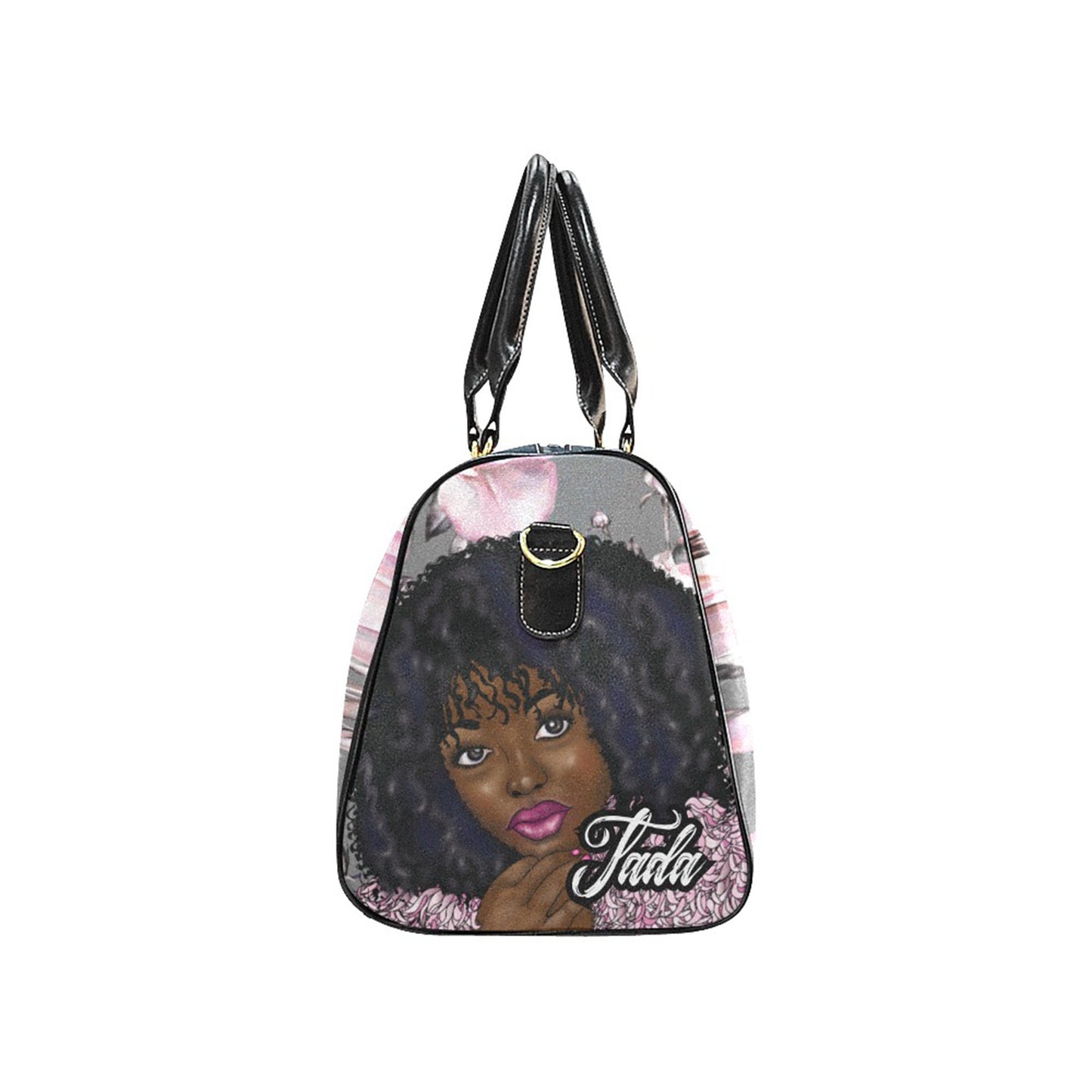 Personalized Black Girl Travel Bag, African American Duffle Bag, Weekend Travel Bag