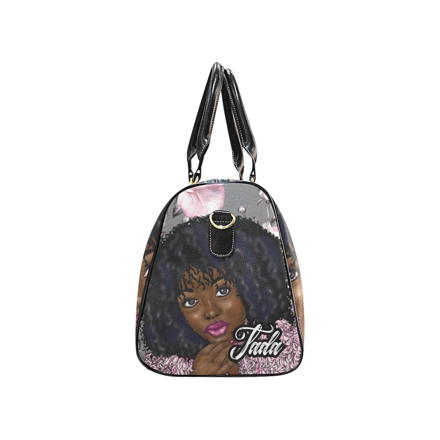 Personalized Black Girl Travel Bag, African American Duffle Bag, Weekend Travel Bag