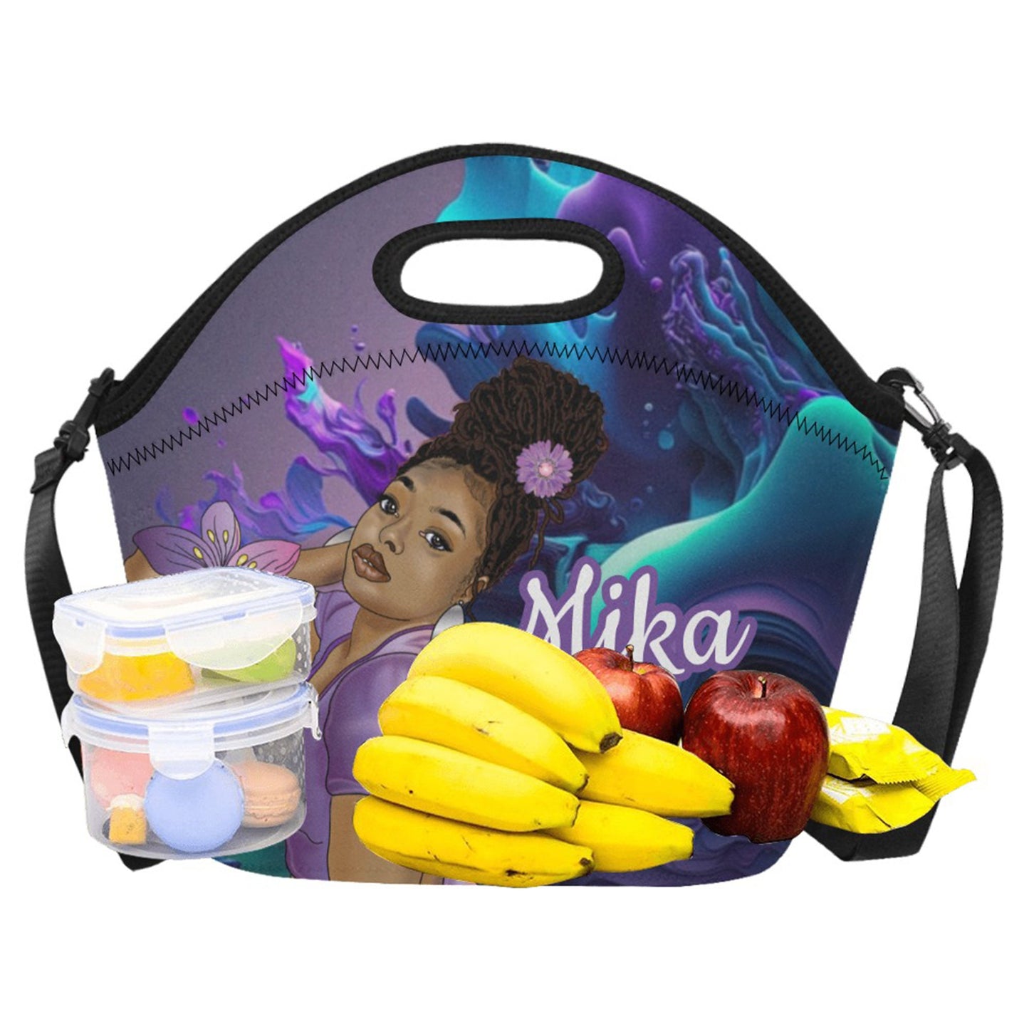 Afro Personalized Melanin Beauty with locs  Lunch Bag Waterproof  Custom Lunch Tote For Adults, Schools, Work, Picnic, Back-to-school.