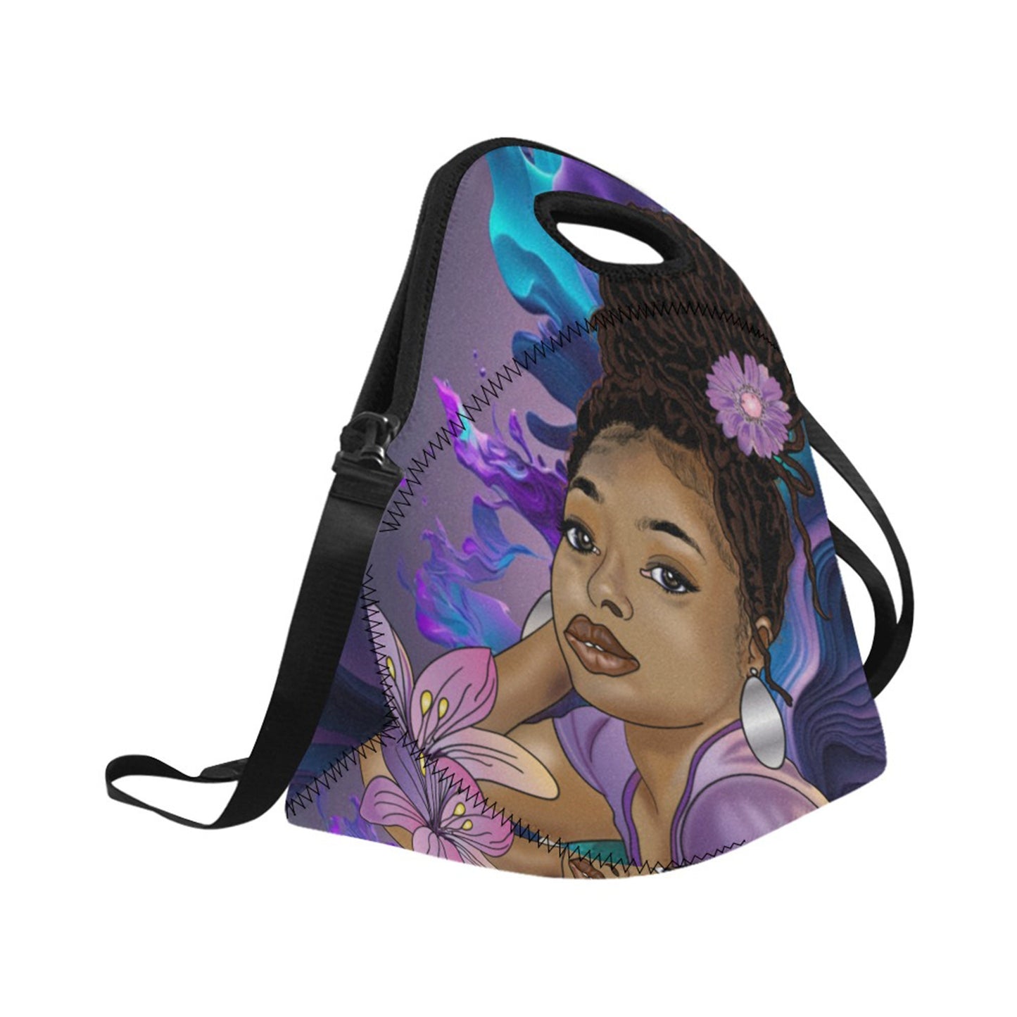 Afro Personalized Melanin Beauty with locs  Lunch Bag Waterproof  Custom Lunch Tote For Adults, Schools, Work, Picnic, Back-to-school.