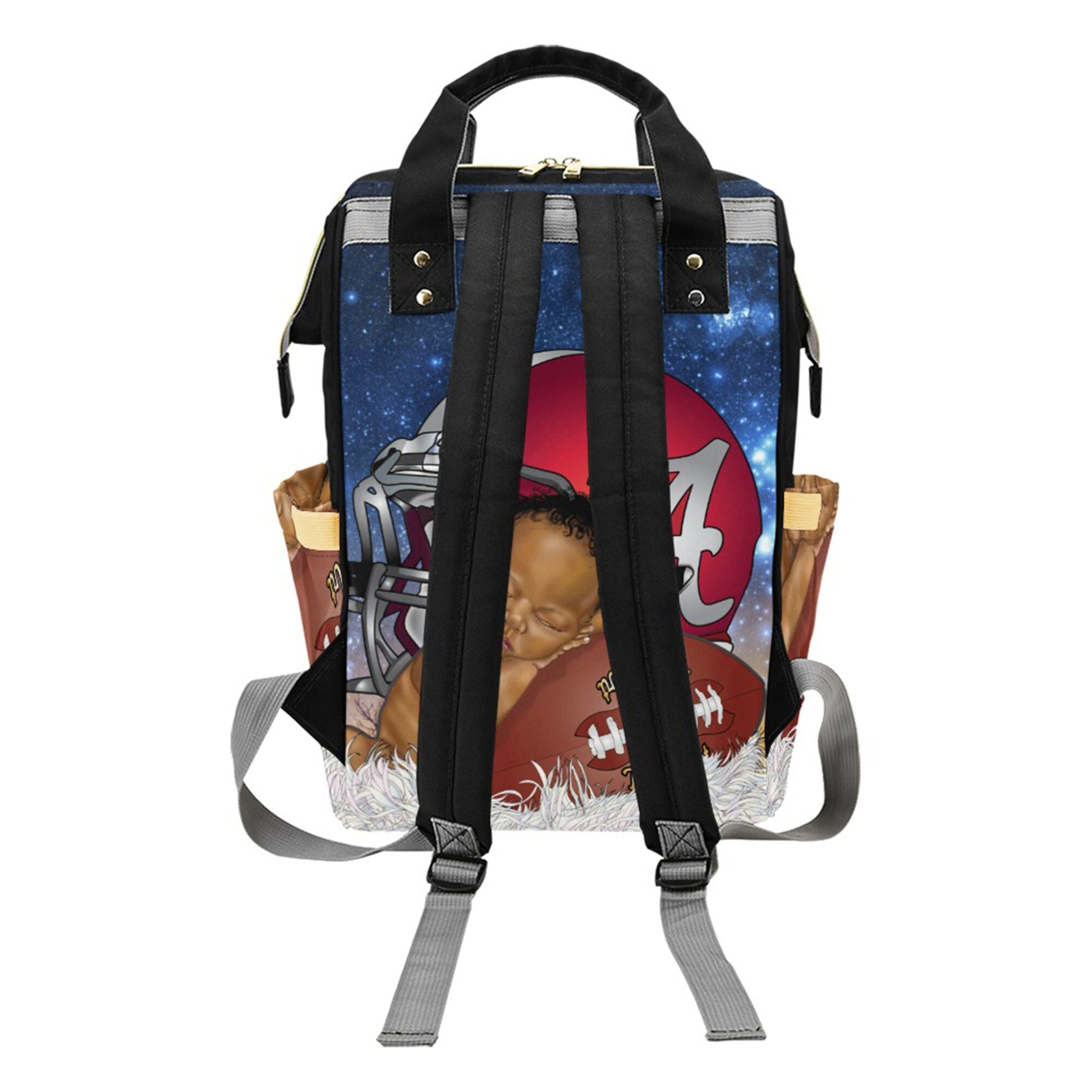 Afro Personalized Sports Baby Bag/ Diaper Bag/ African American Baby Boy Backpack/ Clothing Bottles Bag/ Baby Shower Gift